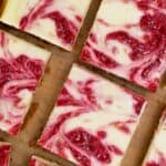 Cheesecake Bars with Raspberry Swirl.