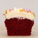 Red Velvet Cupcake cut it half.