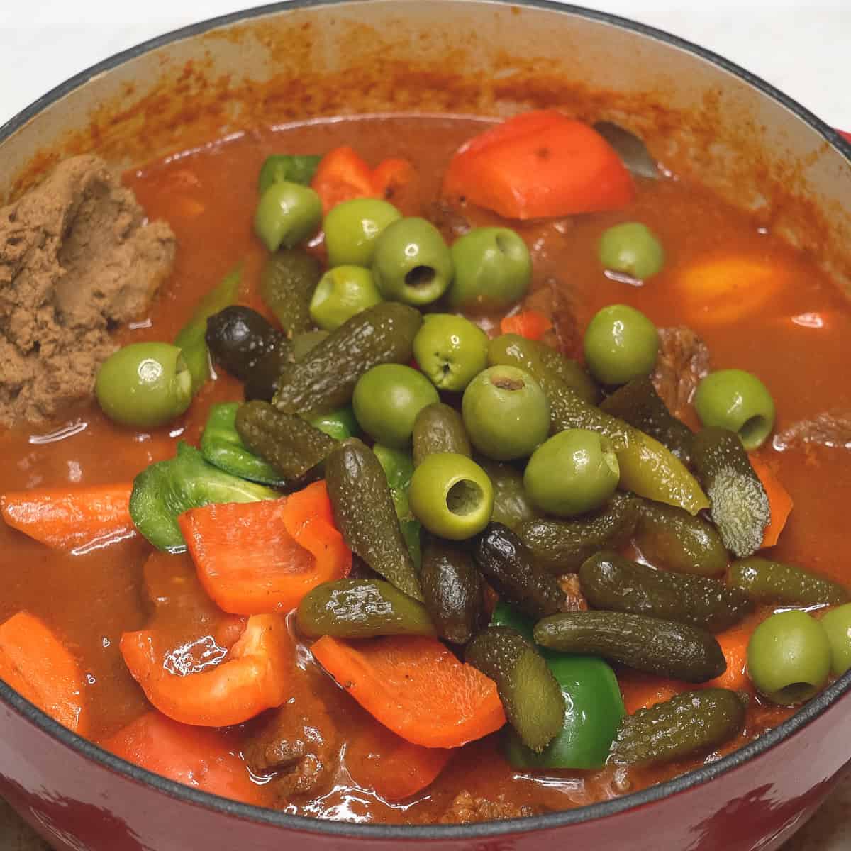 Added the liver spread and more vegetables to the stew.