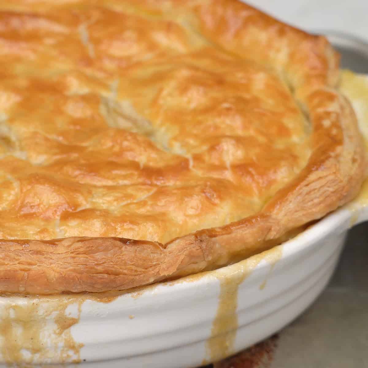 Baked Chicken Pastel in a dish.