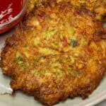 Tortang chayote on a plate.