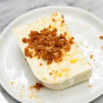 Maja Blanca Coconut pudding with corn on a plate.