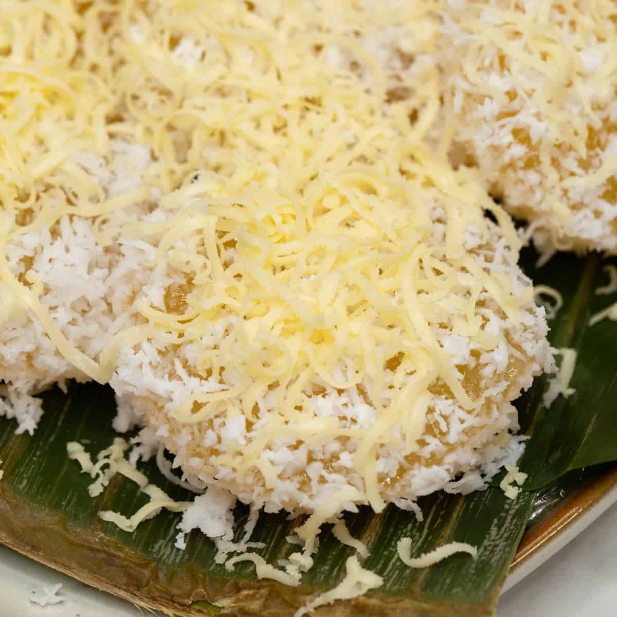 Pichi pichi with grated coconut and cheese.