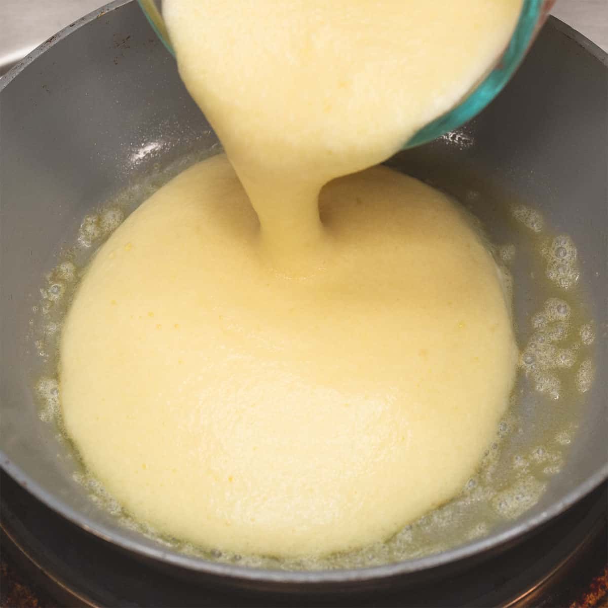 Cooking the eggs in a skillet