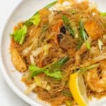 Pancit bihon on a plate.