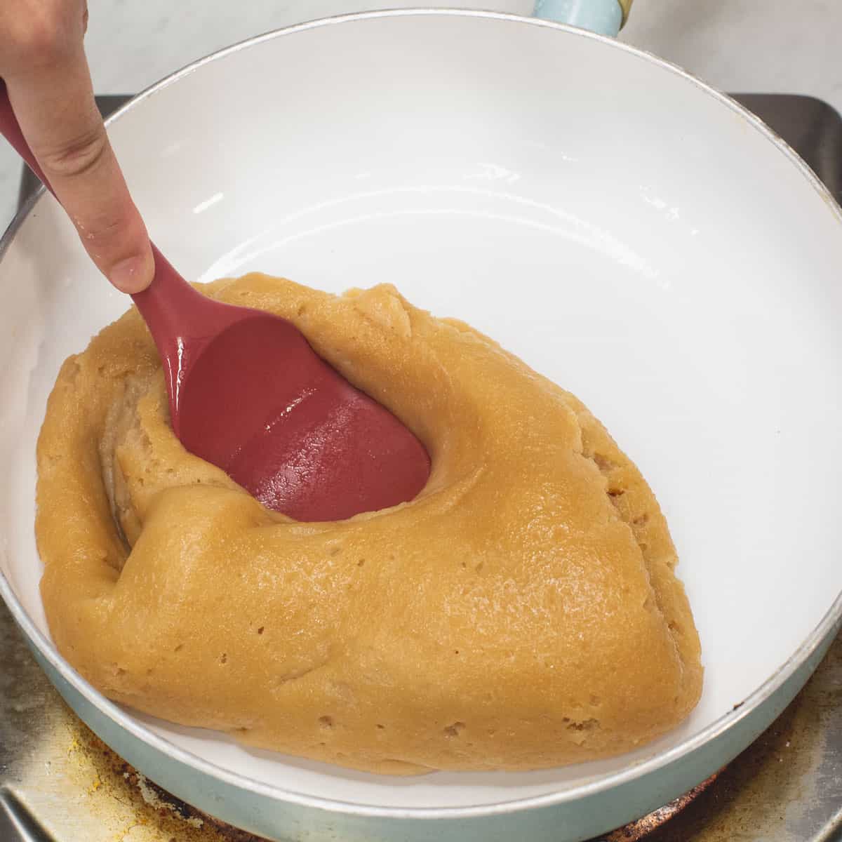 thickened mixture that's hard to stir