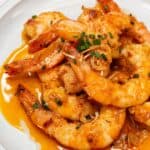 Gambas shrimp on a plate.