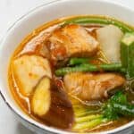 Sinigang na baboy in a bowl.