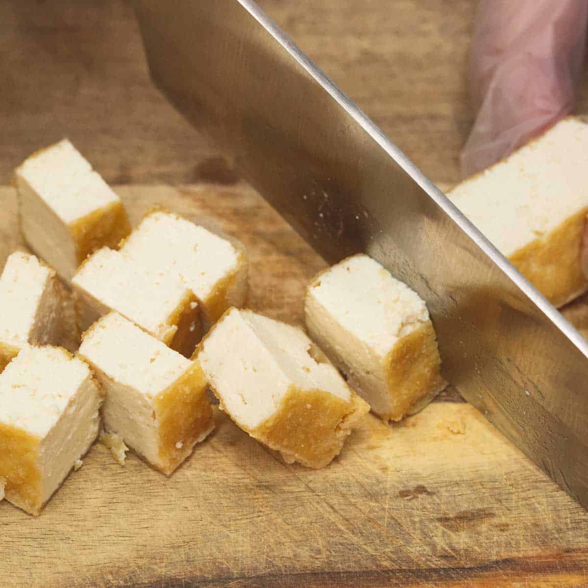 cutting the tofu