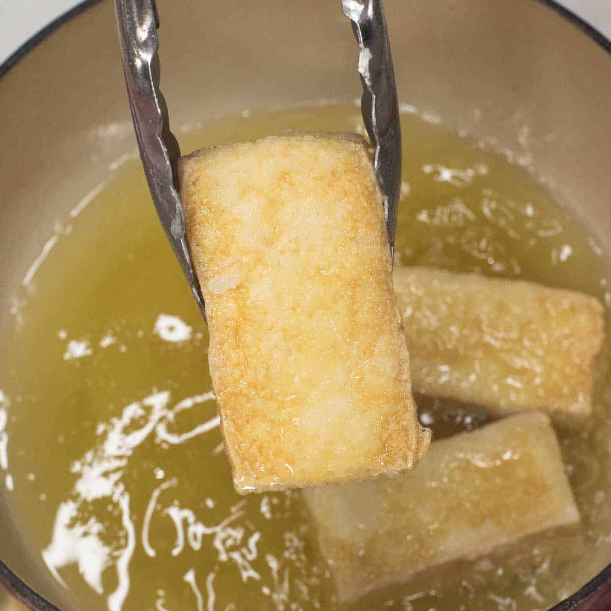 frying the tofu