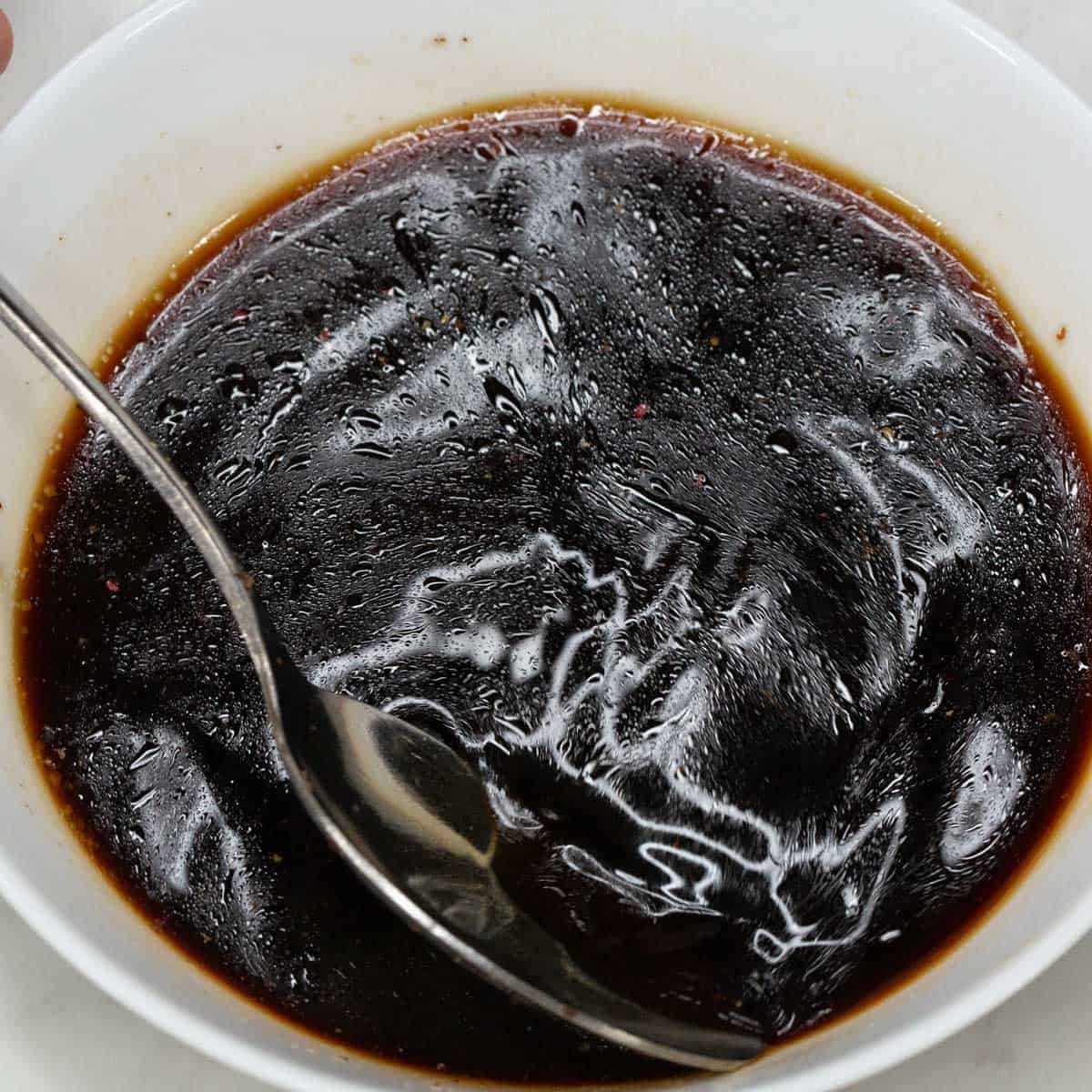 Mixing the sauce for Tokwa't Baboy.