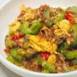 Ginisang Ampalaya in a bowl.