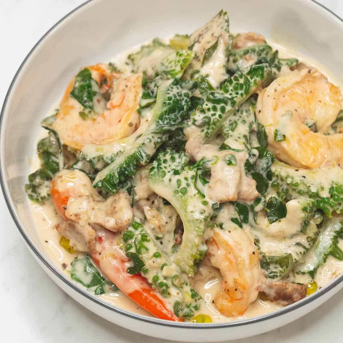 Ginataang ampalaya in a bowl.