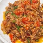 Ginisang Bagoong on a plate.