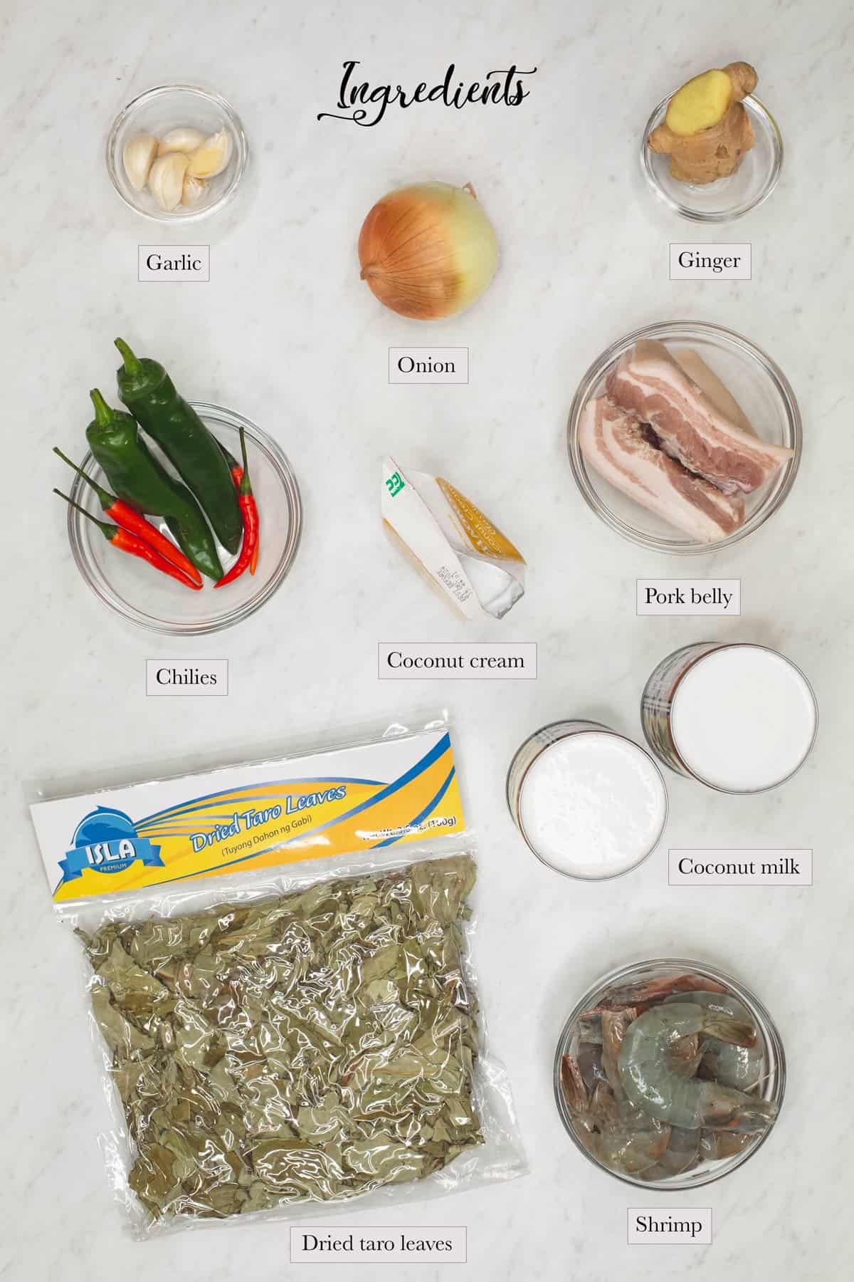 Individual ingredients for Laing