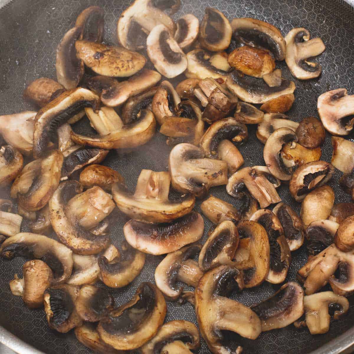 Sauteing the mushrooms