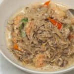 Ginataang Puso ng Saging in a bowl.