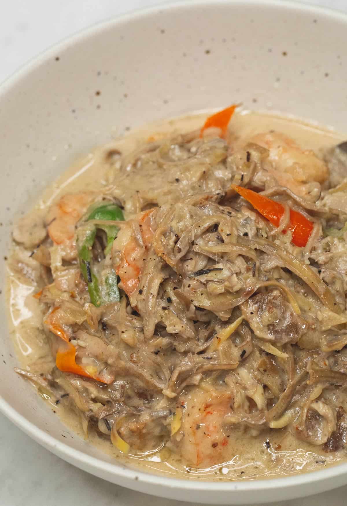 Ginsang puso ng saging in a bowl.