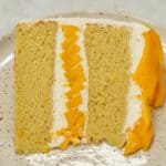A slice of Mango Chiffon Cake on a plate.