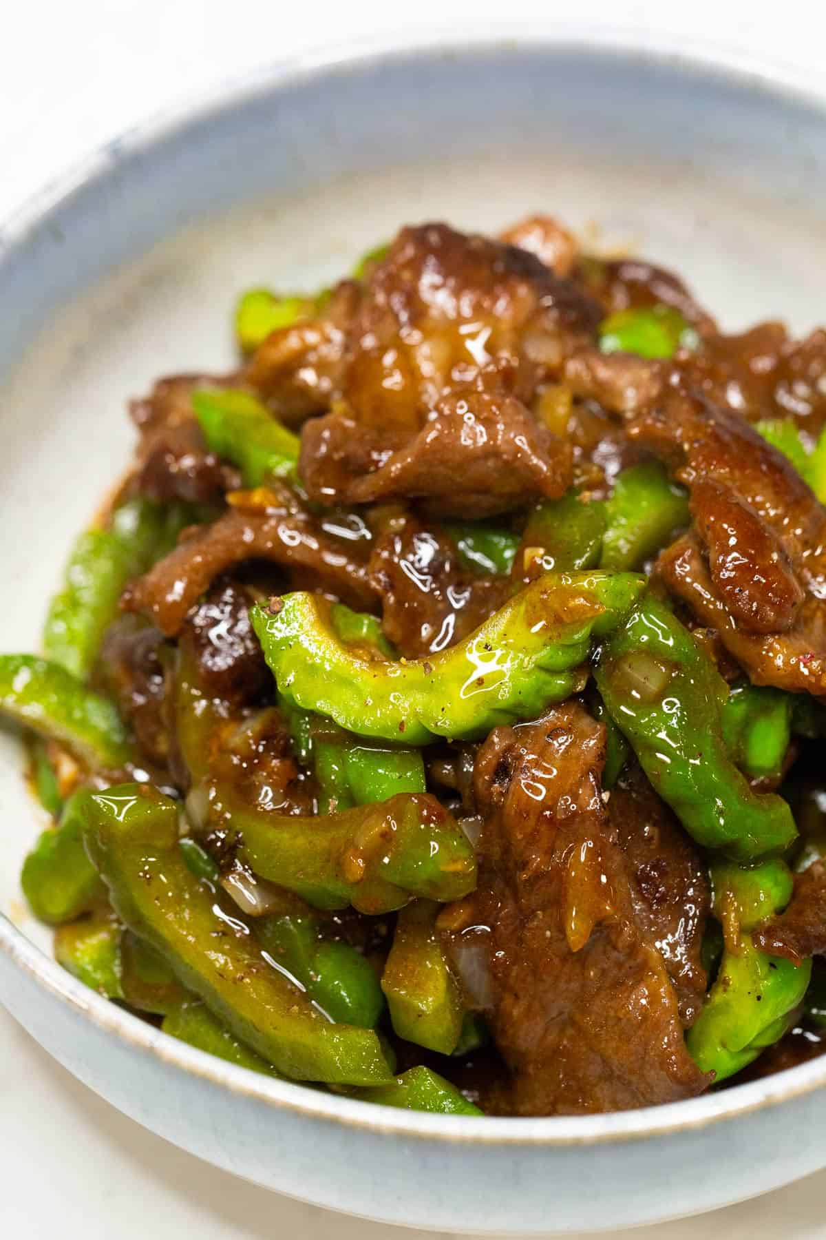 Ampalaya con Carne in a bowl