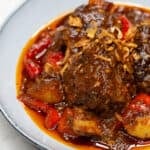 Beef Mechado on a plate.