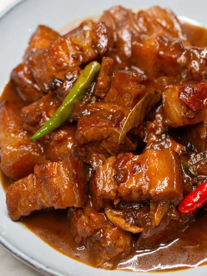 Adobo sa Gata (Adobo in Coconut Milk) on a plate