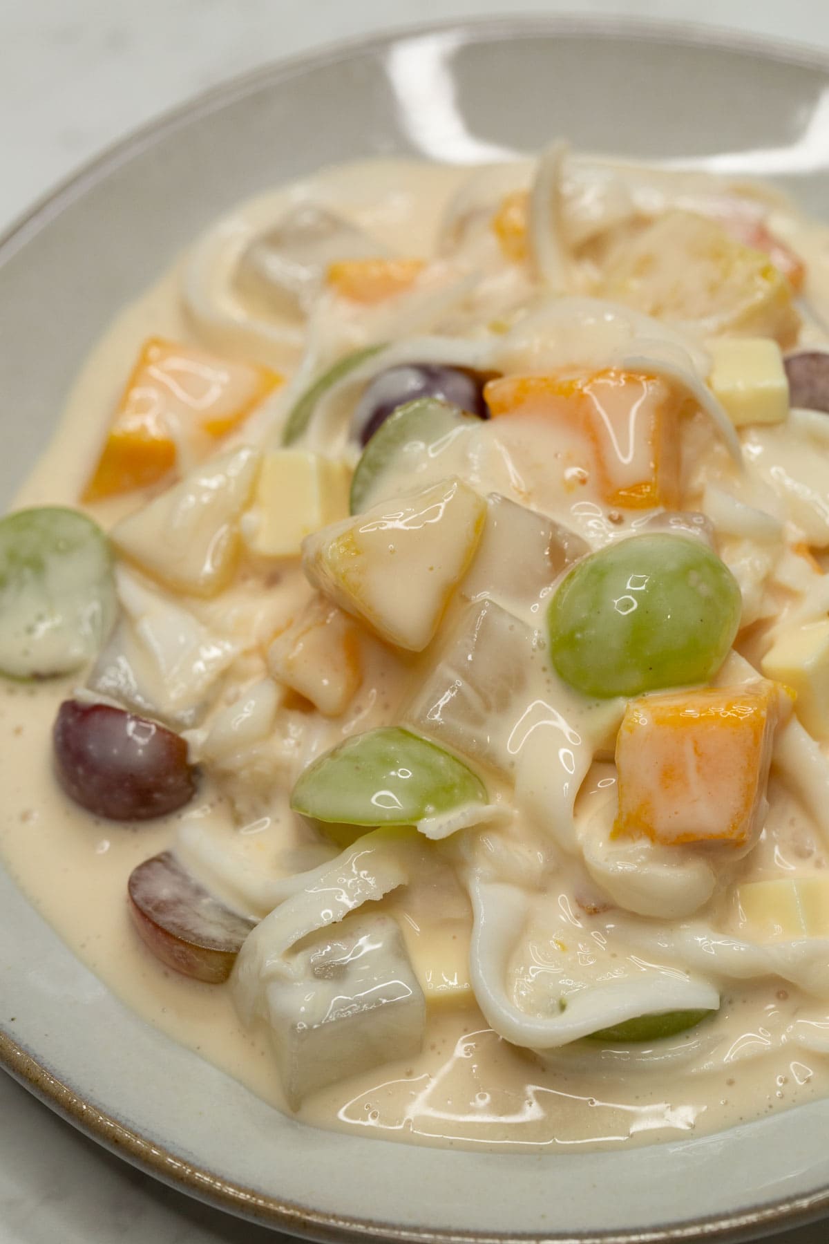 Filipino fruit salad on a plate.