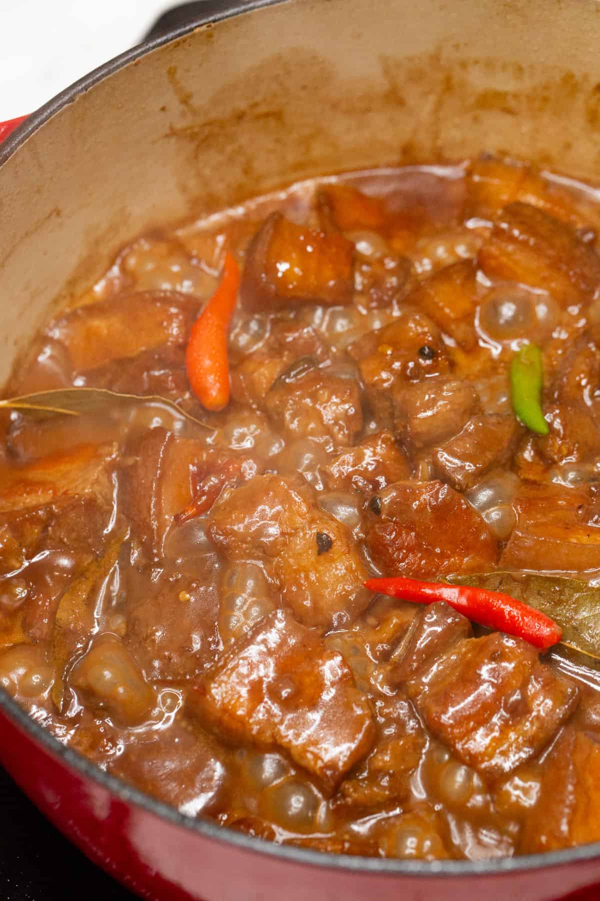 Adobo sa Gata (Adobo in Coconut Milk) in a pot.