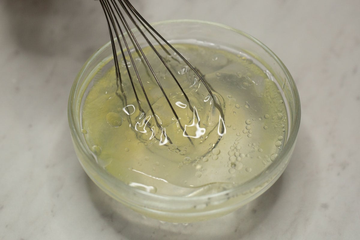 Mixing the wet ingredients for the batter.