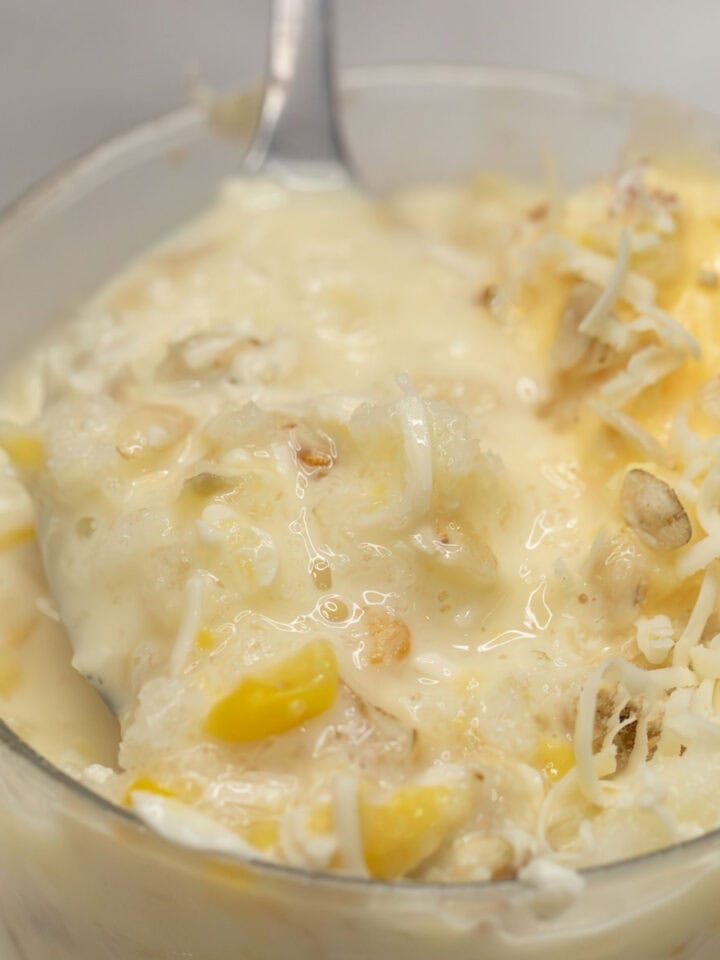 Mais con yelo on a spoon