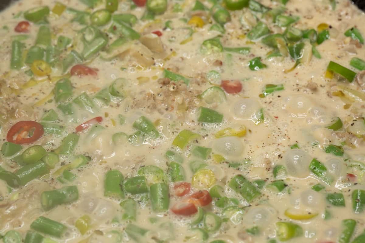 Gising Gising simmering in a wok.