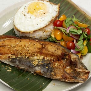 Daing na Bangus (Marinated Milkfish) on a plate