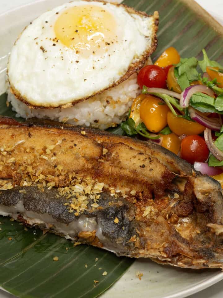 Daing na Bangus (Marinated Milkfish) on a plate