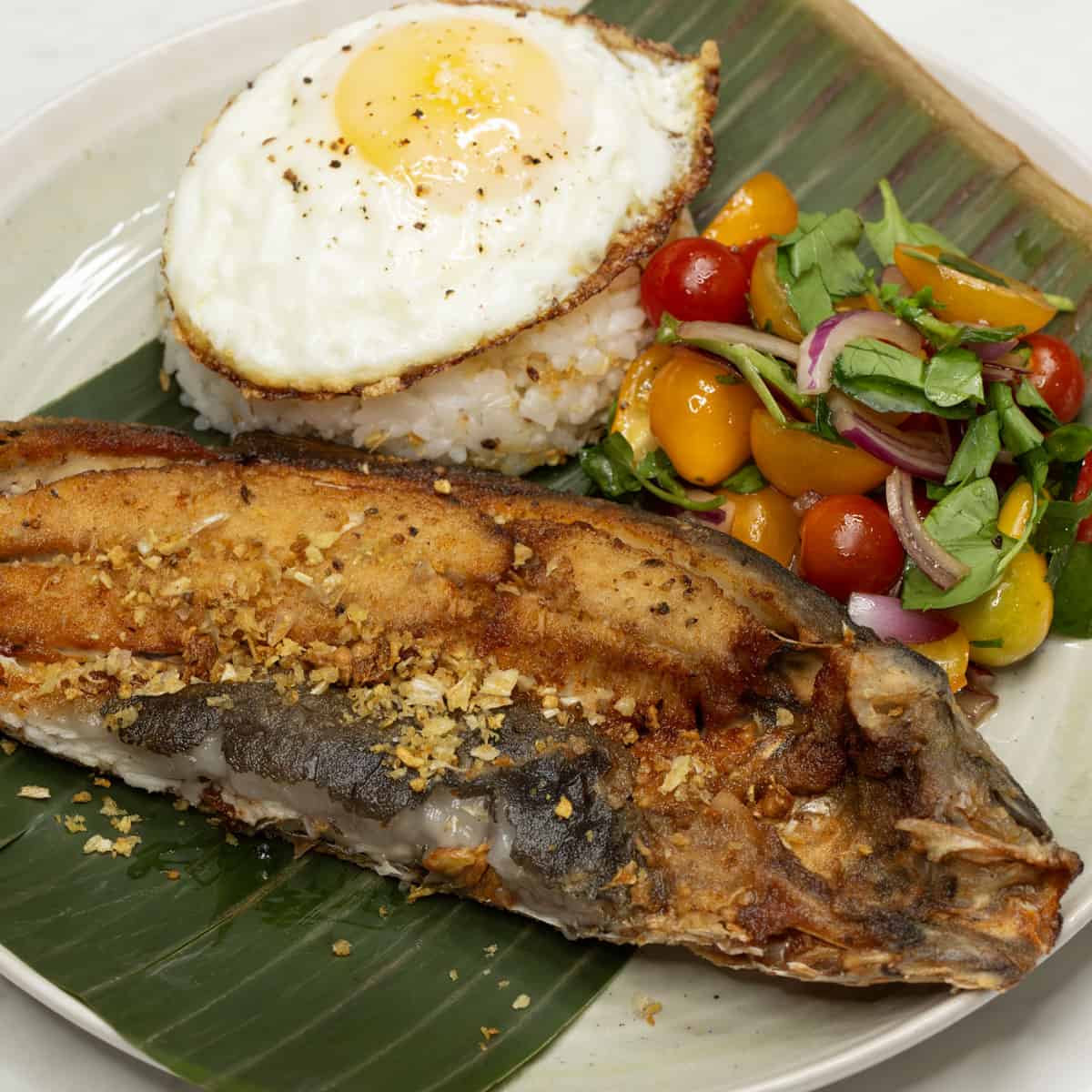Dang na bangus on a plate.