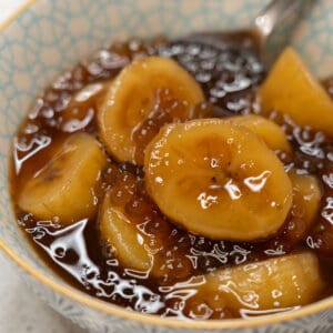Minatamis na Saging (Sweetened Saba Bananas) in a bowl