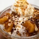 Saging con Yelo (Sweetened Bananas with Ice and Milk) in a bowl