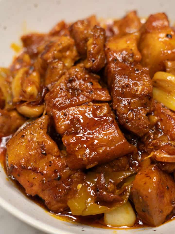 Adobong Pula in a bowl