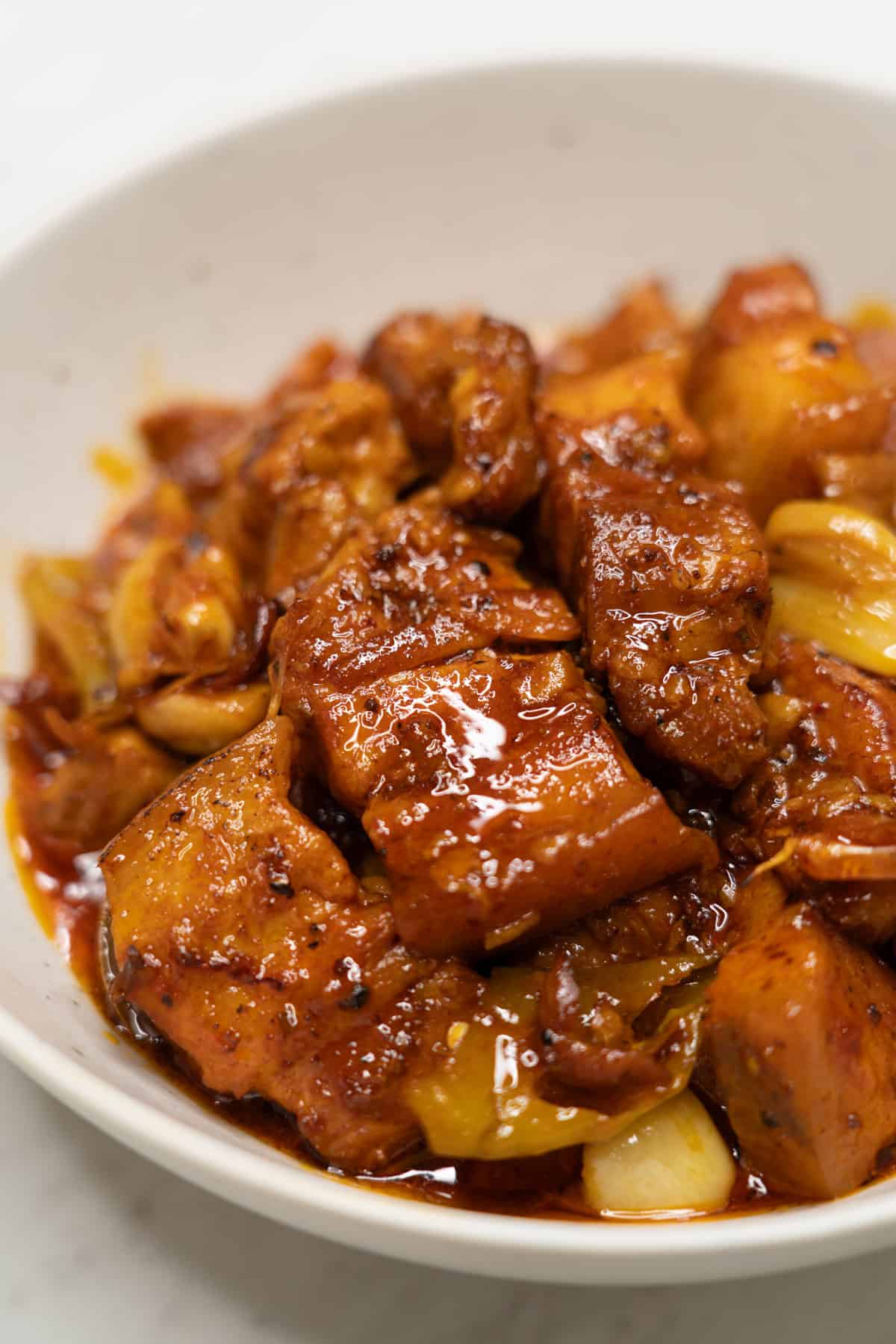 Adobong pula in a bowl.