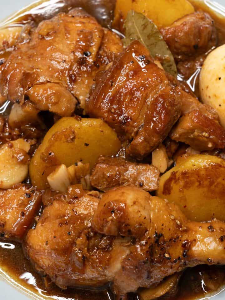 Chicken and Pork Adobo Recipe (with Potatoes and Eggs) featured image
