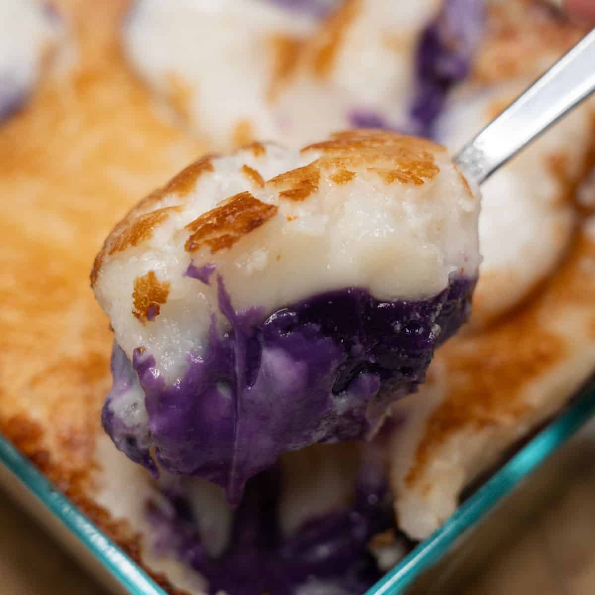 Scooping inutak with ube.