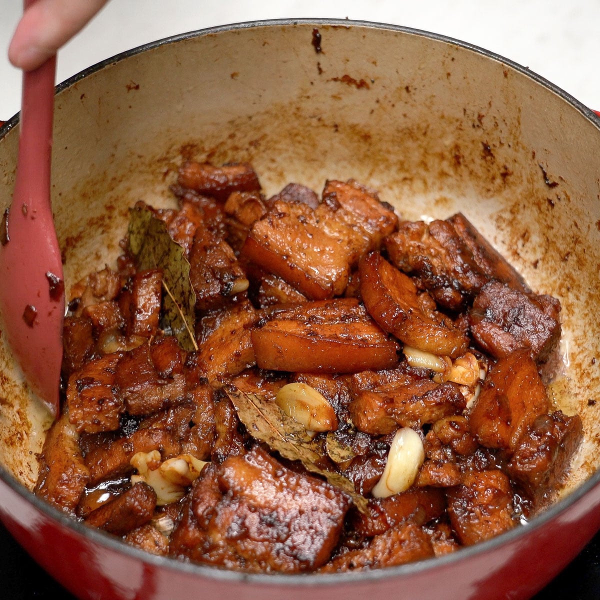 Adobong tuyo in a pot.