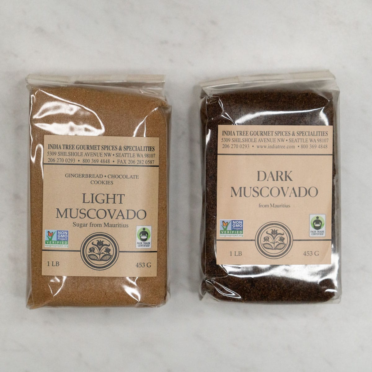 packaged light and dark muscovado sugar