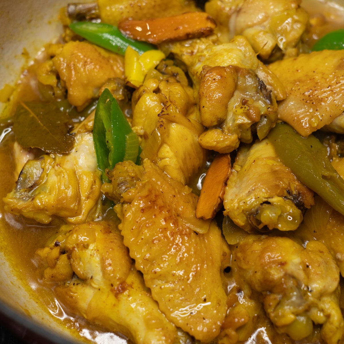 Cooked adobong dilaw in a pot.