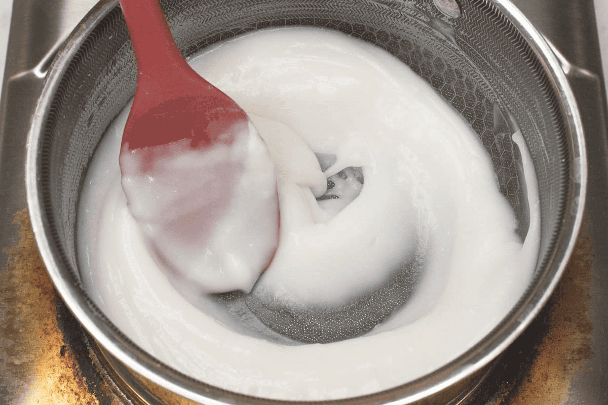 Making tangzhong in a saucepan.