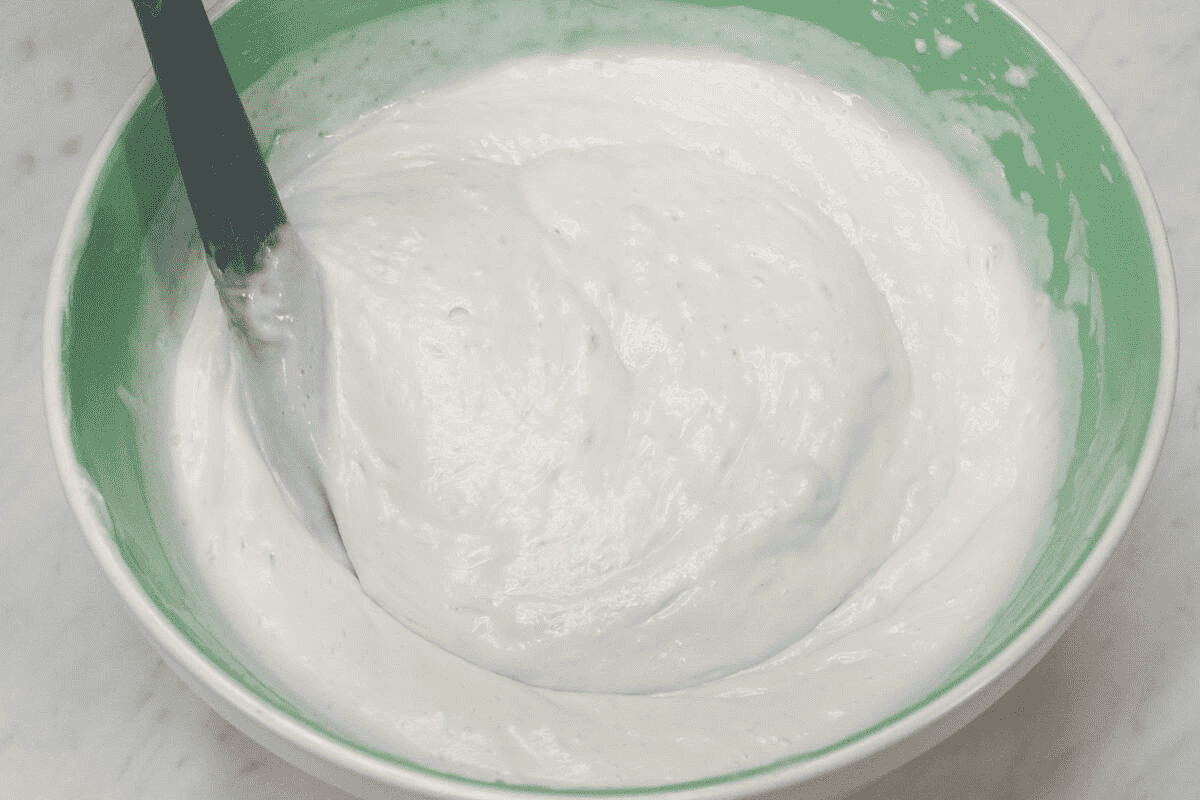 Proofed batter in the bowl.