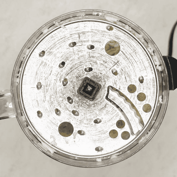 Shredding disc in a food processor.