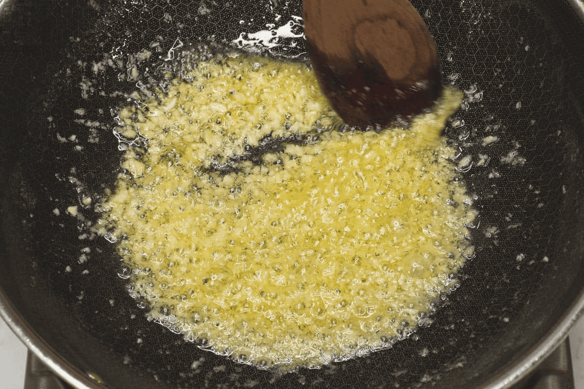 Sauteing the aromatics in butter.