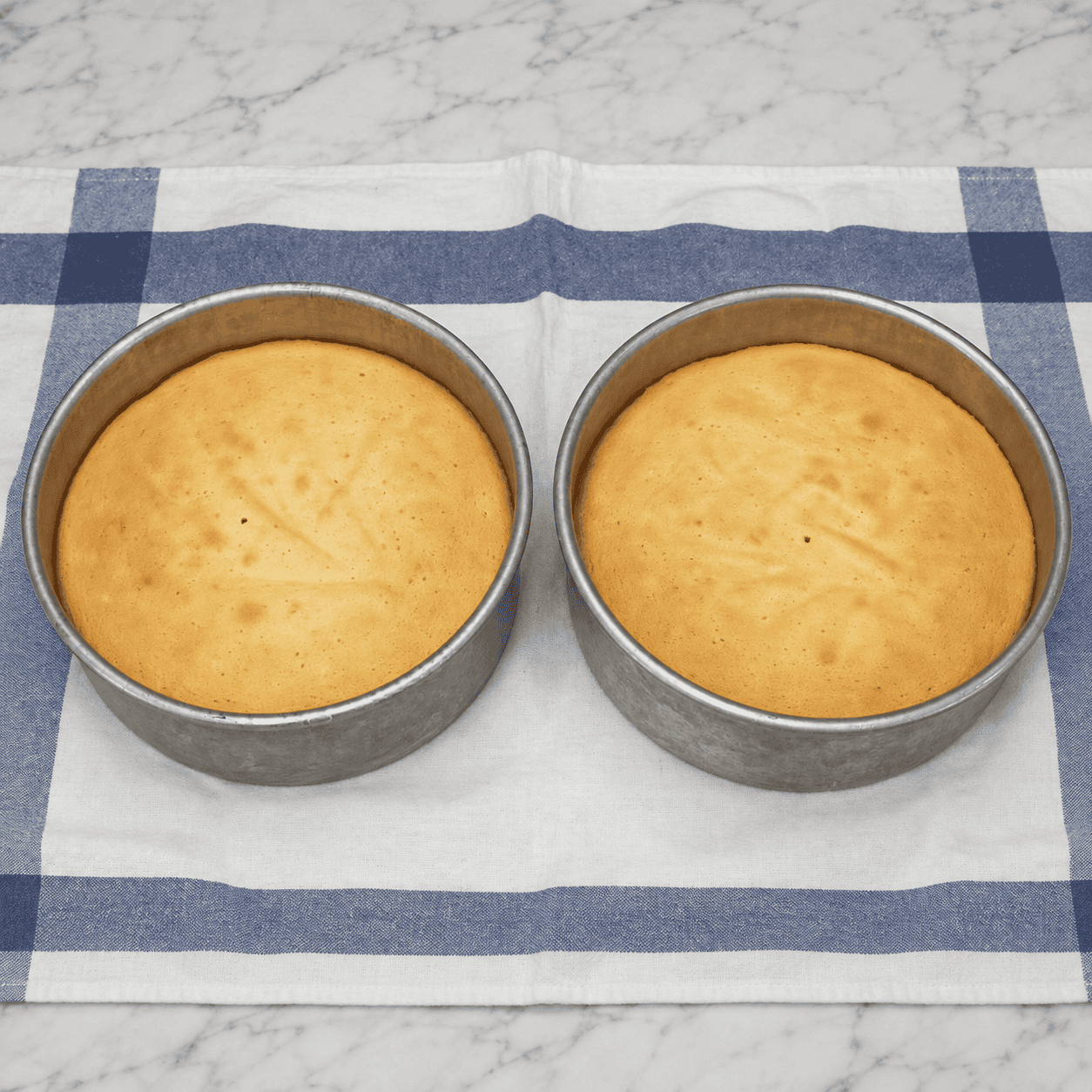 Baked chiffon cake in the pans.
