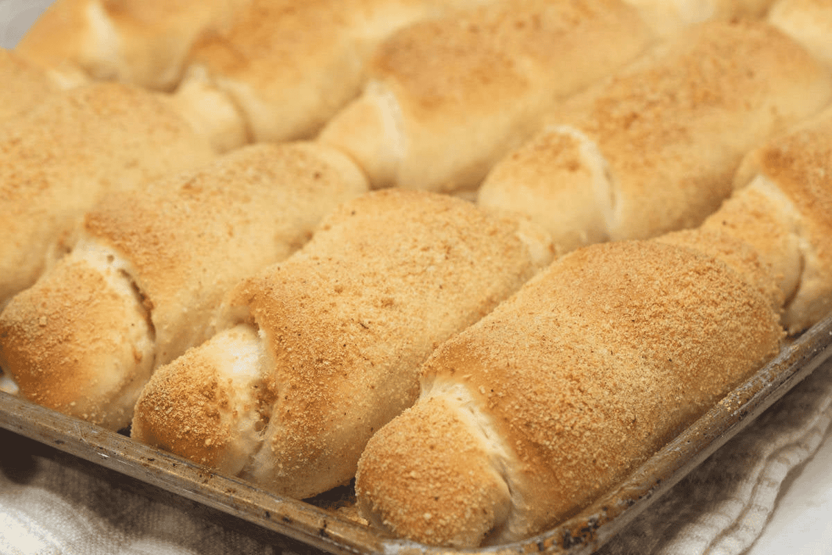 Baked Spanish Bread on a parchment paper.